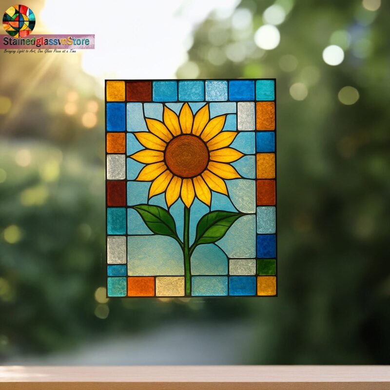 Digital file Sunflower stained glass Leaves Stained Glass Pattern, Calla daisy Flowers Modern Suncatcher, Diy Stained Glass - Image 5