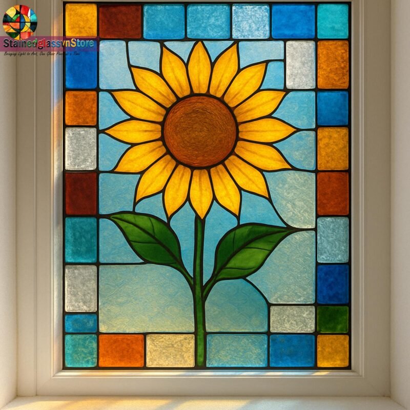 Digital file Sunflower stained glass Leaves Stained Glass Pattern, Calla daisy Flowers Modern Suncatcher, Diy Stained Glass - Image 2