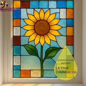 Digital file Sunflower stained glass Leaves Stained Glass Pattern, Calla daisy Flowers Modern Suncatcher, Diy Stained Glass