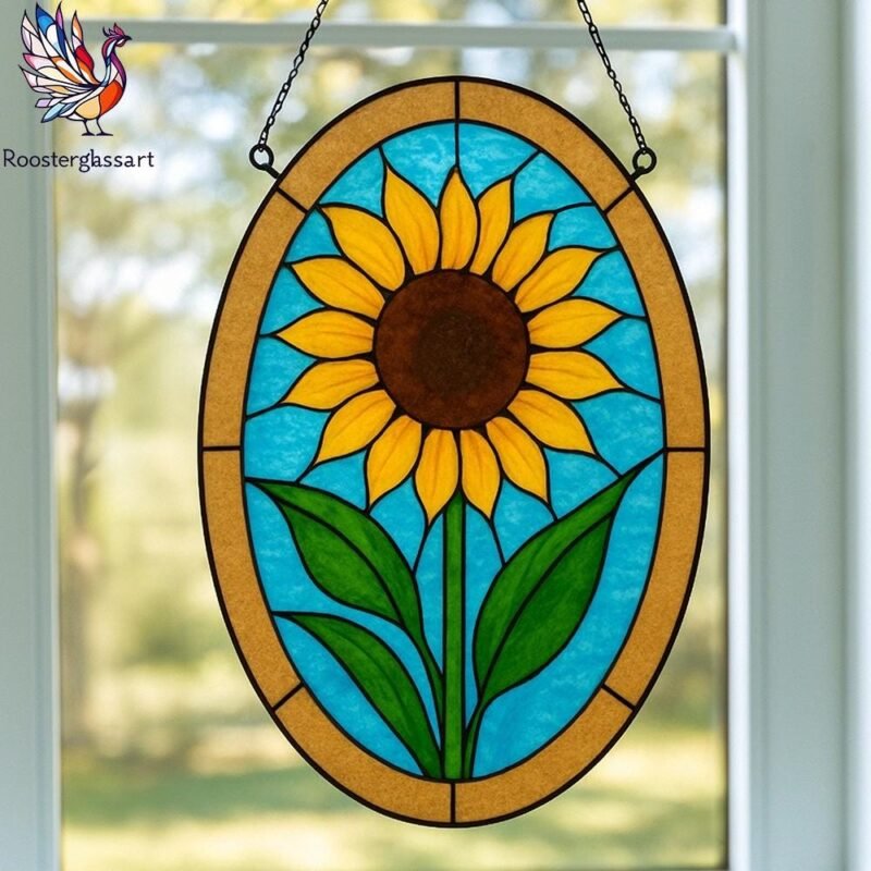 Digital Download Stained Glass Sunflower Pattern, Stained Glass Pattern, Modern Suncatcher, DIY Stained Glass - Image 2