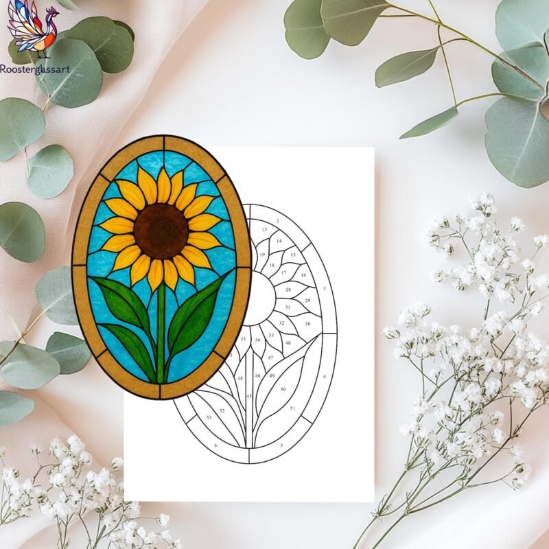 Digital Download Stained Glass Sunflower Pattern, Stained Glass Pattern, Modern Suncatcher, DIY Stained Glass - Image 3